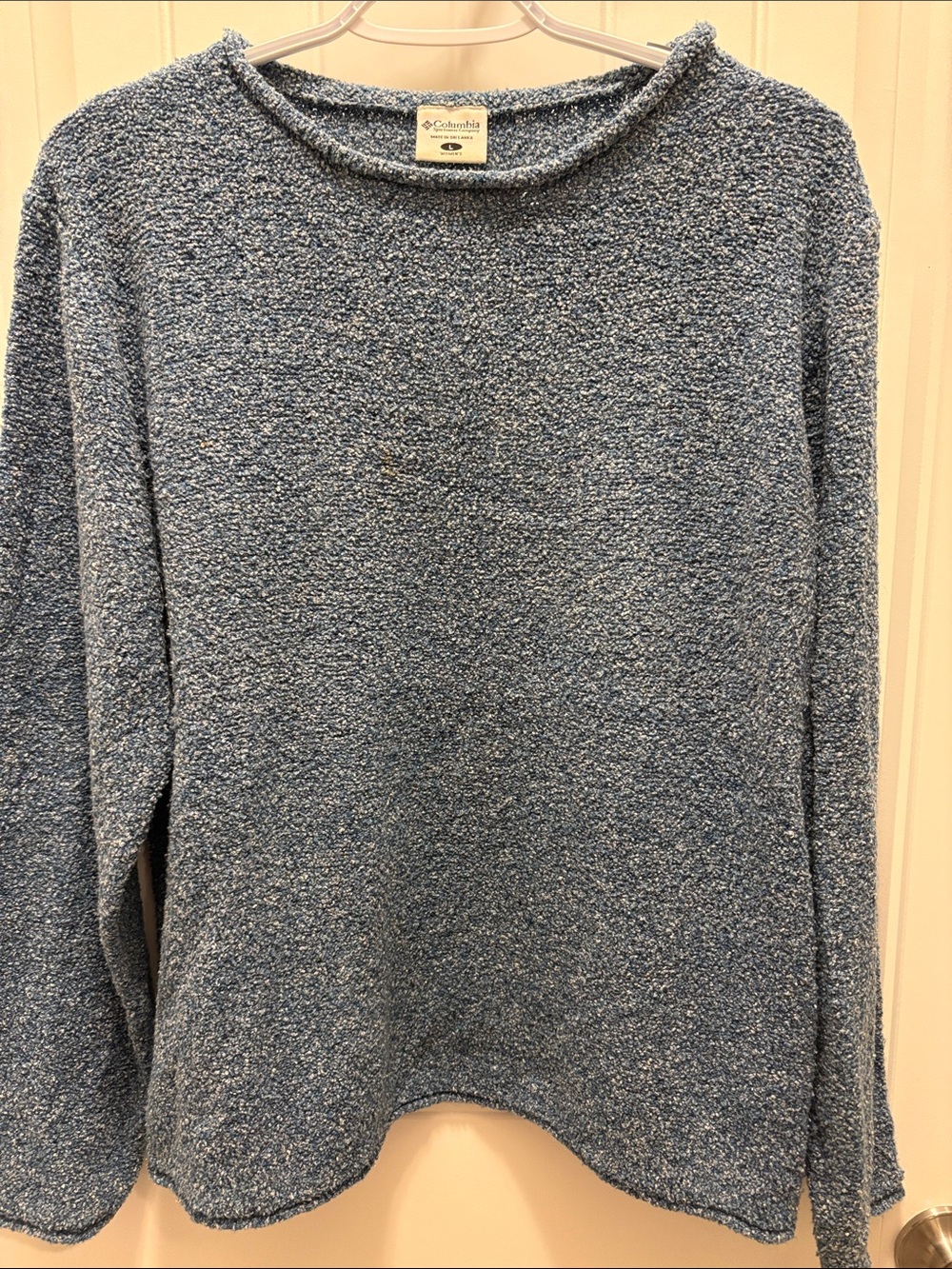 Columbia Women’s Large Blue Textured Boucle Crewneck Sweater